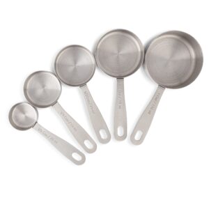 husmait stainless steel measuring cups - 5 piece heavy duty measuring cup set with storage ring