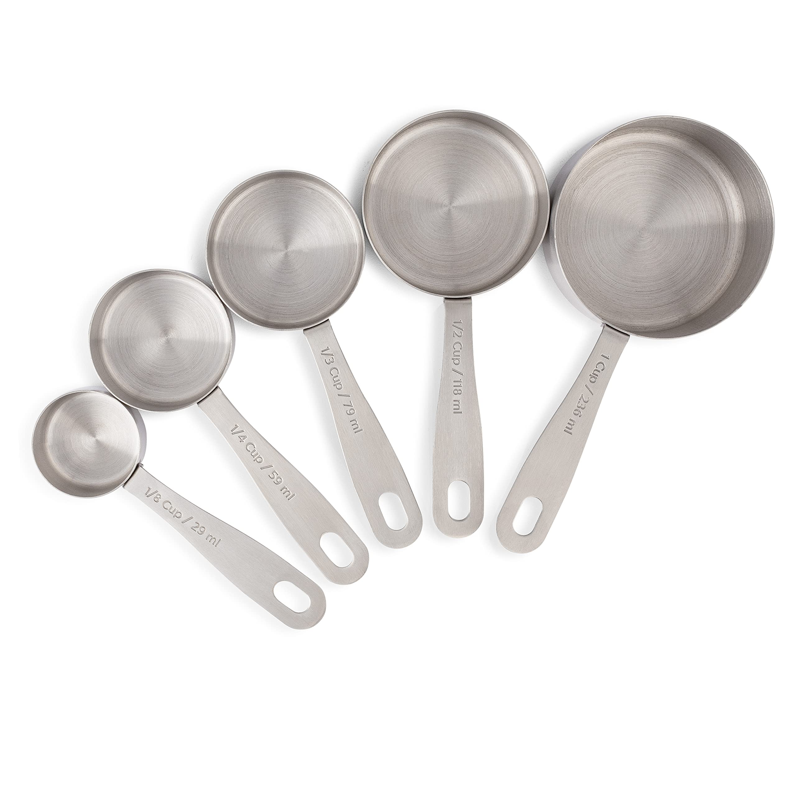 husMait Stainless Steel Measuring Cups - 5 Piece Heavy Duty Measuring Cup Set with Storage Ring