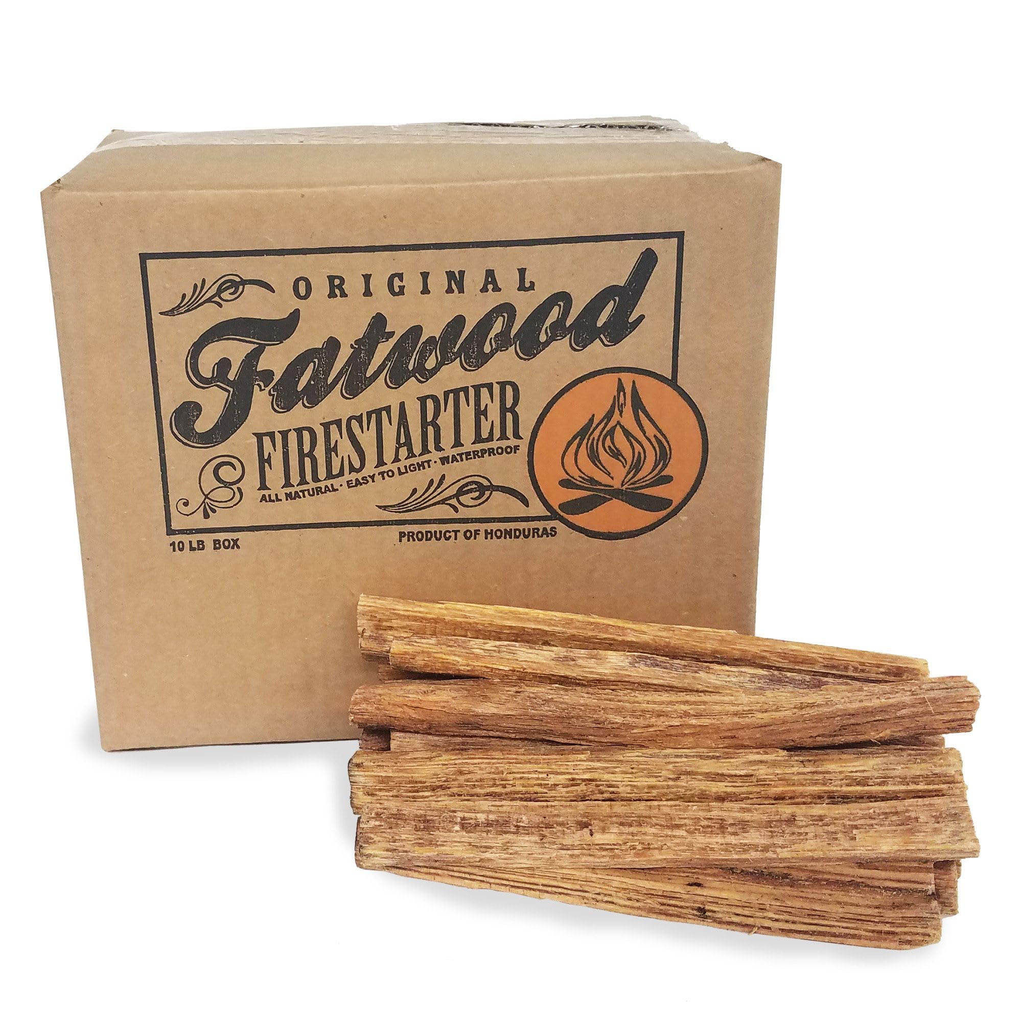 Fatwood Pine Wood Fire Sticks - 10lb Box of Indoor or Outdoor Fire Starters for Campfires, Grills, Wood Stoves, Firepits, or Fireplaces by Pure Garden