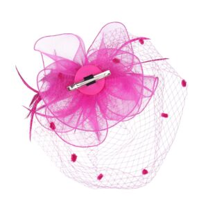 FELIZHOUSE Kentucky Derby Fascinators for Women Girls Tea Party Hats Cocktail Flower Veil Feathers Headband with Hair Clip