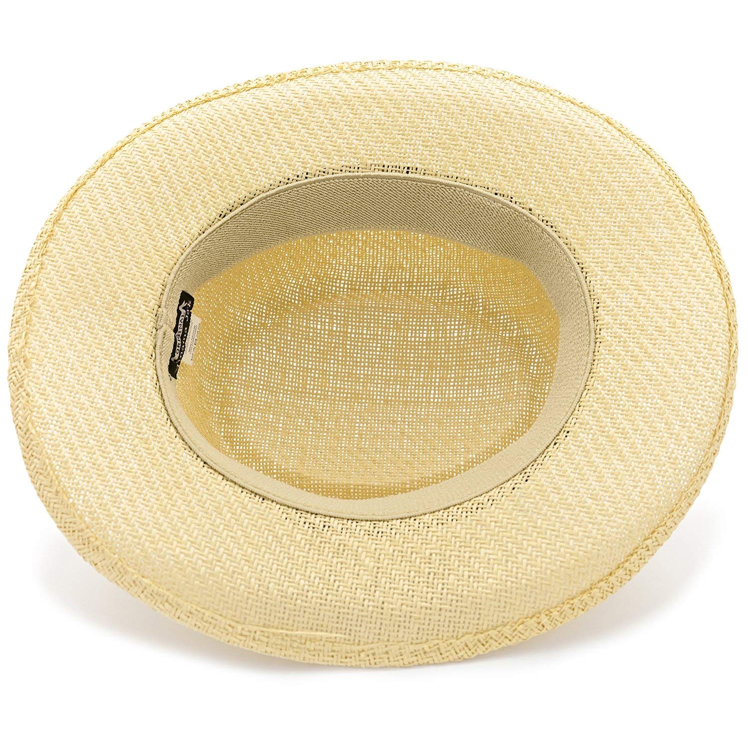 Panama Jack Men's Gambler Straw Hat - Lightweight, 3" Big Brim, Inner Elastic Sweatband, 3-Pleat Ribbon Hat Band (Black, Large/X-Large)