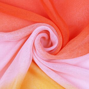 uxcell Long Chiffon Light Wedding Scarf Silky Gradient Color Party Shawl Spring Summer Beach Wrap for Women 63"x19.6" Red Orange Pink