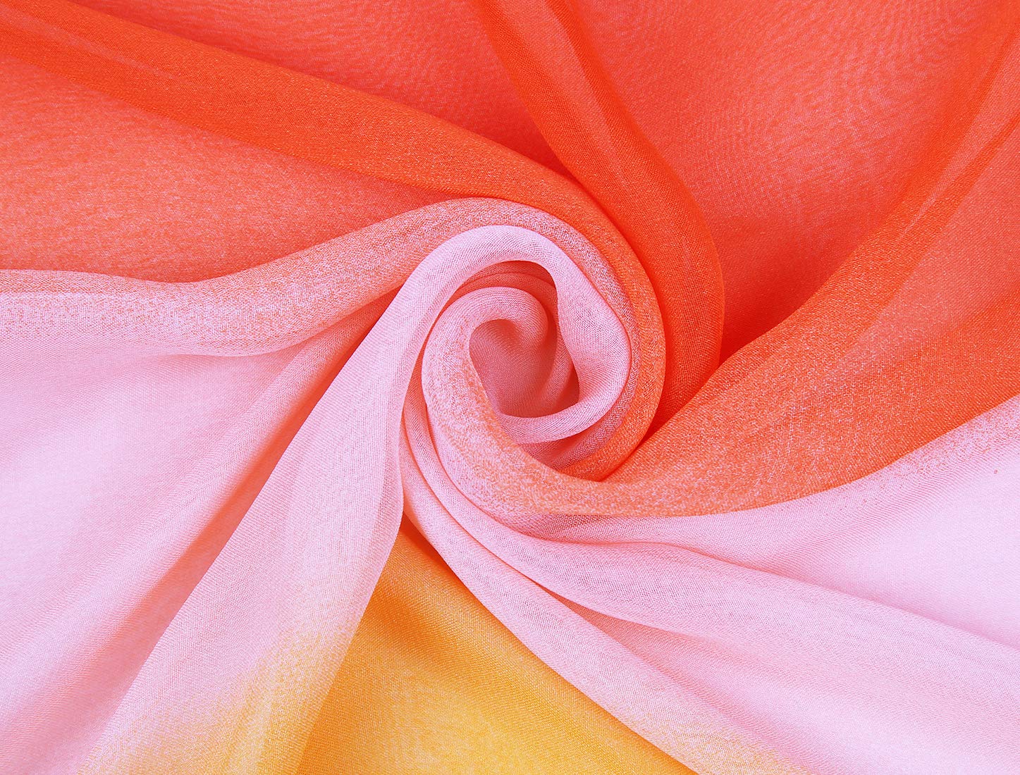 uxcell Long Chiffon Light Wedding Scarf Silky Gradient Color Party Shawl Spring Summer Beach Wrap for Women 63"x19.6" Red Orange Pink