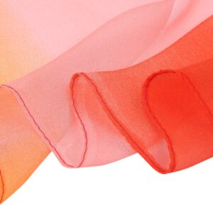 uxcell Long Chiffon Light Wedding Scarf Silky Gradient Color Party Shawl Spring Summer Beach Wrap for Women 63"x19.6" Red Orange Pink