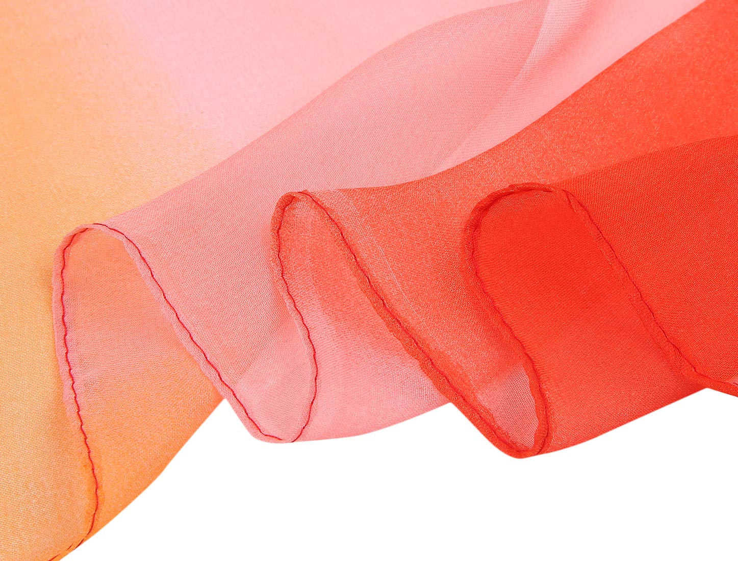 uxcell Long Chiffon Light Wedding Scarf Silky Gradient Color Party Shawl Spring Summer Beach Wrap for Women 63"x19.6" Red Orange Pink