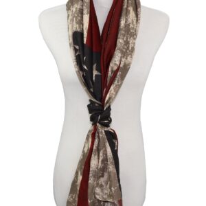 REINDEAR Vintage American Flag Patriotic Shawl Scarf (Khaki)