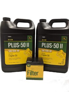 john deere original equipment oil change kit filter and oil - (1) m806419 + (2) gallons 15w-40