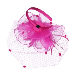 FELIZHOUSE Kentucky Derby Fascinators for Women Girls Tea Party Hats Cocktail Flower Veil Feathers Headband with Hair Clip