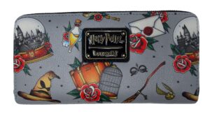 loungefly harry potter relics all over tattoo print wallet