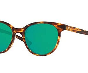 Costa Del Mar Womens Isla Round Sunglasses, Shiny Tortoise/Copper Green Mirrored Polarized-580G, 53 mm