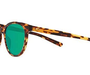 Costa Del Mar Womens Isla Round Sunglasses, Shiny Tortoise/Copper Green Mirrored Polarized-580G, 53 mm