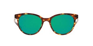 costa del mar womens isla round sunglasses, shiny tortoise/copper green mirrored polarized-580g, 53 mm