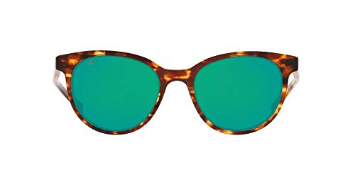 Costa Del Mar Womens Isla Round Sunglasses, Shiny Tortoise/Copper Green Mirrored Polarized-580G, 53 mm