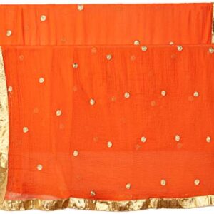 TMS Woman's Embroidered Chiffon Dupatta Scarf Shawl Wrap Soft Indian Bridal Wedding (Orange)