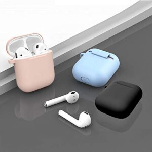 Compatible with AirPods Case Cover Silicone Protective Skin for Airpods Case 2&1 (2 Pack) Black/Sand Pink