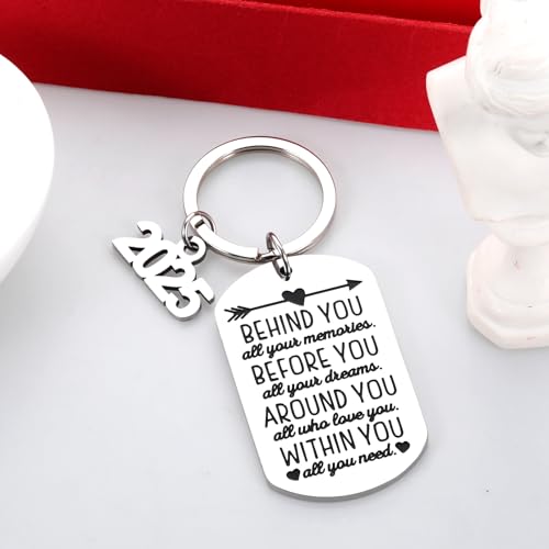 VANLOVEMAC 2025 Graduation Gifts for Her Him Class of 2025 Daughter Son Women Men Best Friend College Boys Girls Behind You All Your Memories Inspirational Gift Key Ring