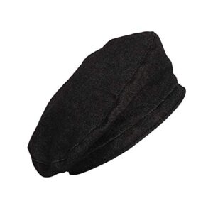 WITHMOONS Beret Hat Denim Cotton British Style Strap Adjustable JDF1177 (Black)