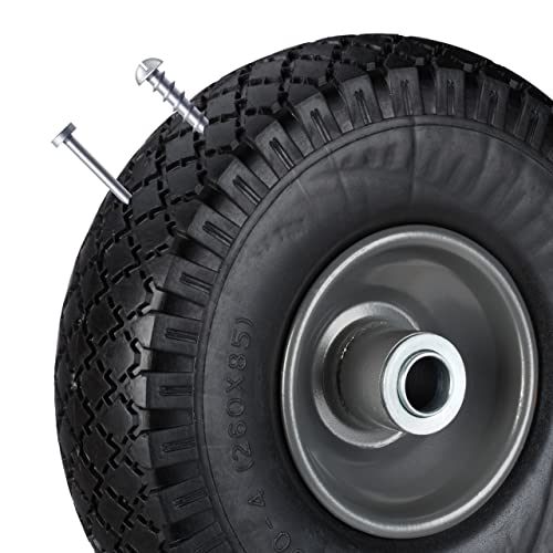 Relaxdays 10026069_957 2 x Hand Truck Tyre, Non-Flat Solid Rubber Wheels, 3.00-4”, 20mm Axle, 150 kg, 260 x 85 mm, Black-Grey