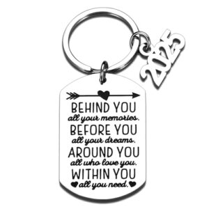 VANLOVEMAC 2025 Graduation Gifts for Her Him Class of 2025 Daughter Son Women Men Best Friend College Boys Girls Behind You All Your Memories Inspirational Gift Key Ring