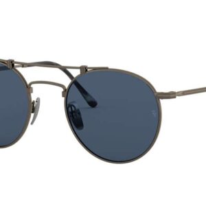 Ray-Ban Rb8147 Titanium Round Sunglasses, Demi Gloss Pewter/Dark Blue, 50 mm