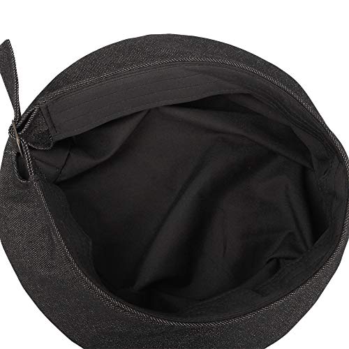 WITHMOONS Beret Hat Denim Cotton British Style Strap Adjustable JDF1177 (Black)