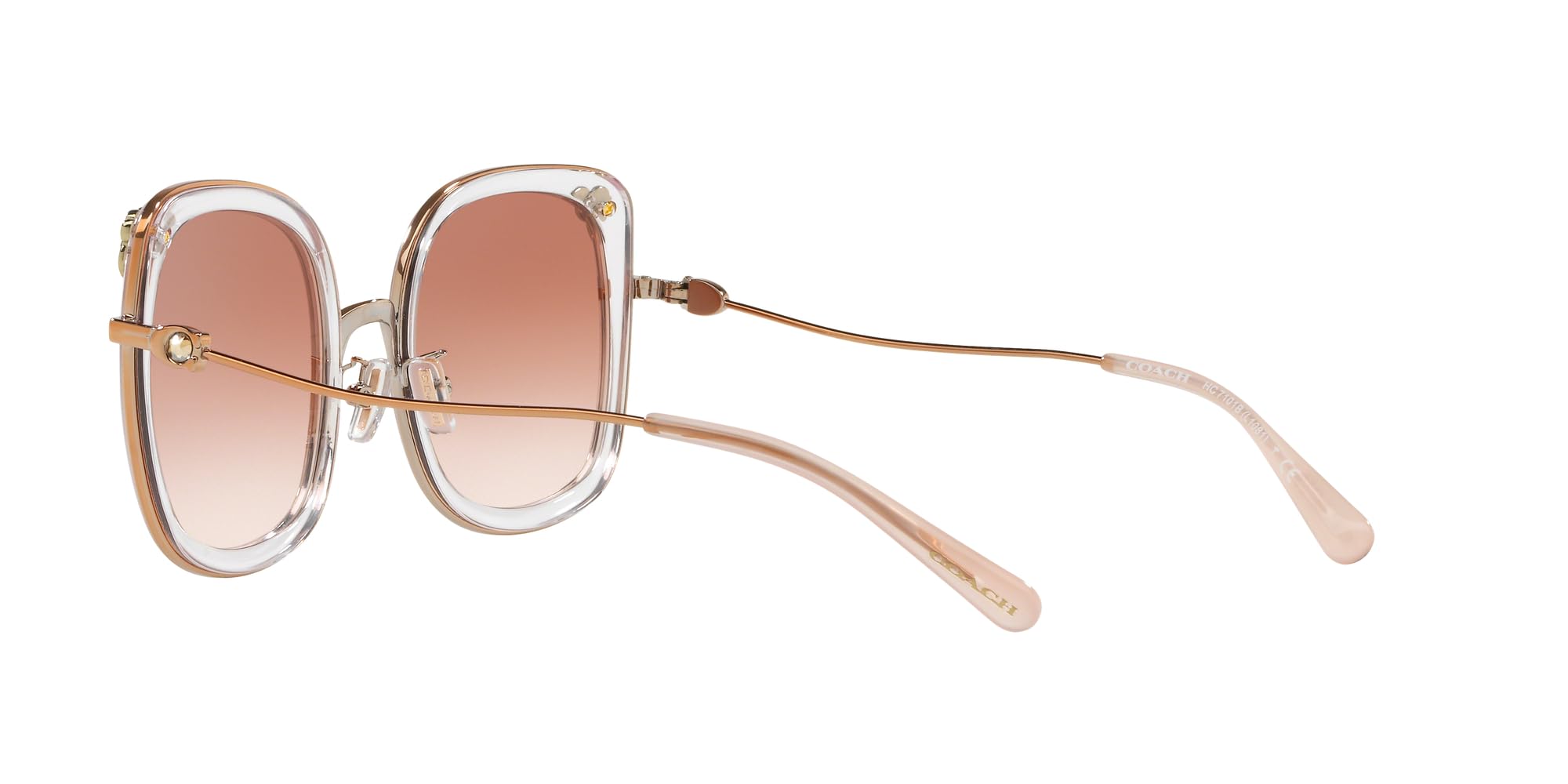 Coach HC7101B Sunglasses, Rose Gold/Transparent Pink/Pink Gradient, 53 mm