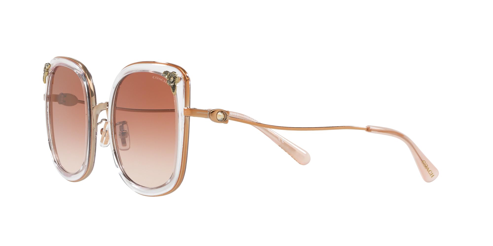 Coach HC7101B Sunglasses, Rose Gold/Transparent Pink/Pink Gradient, 53 mm