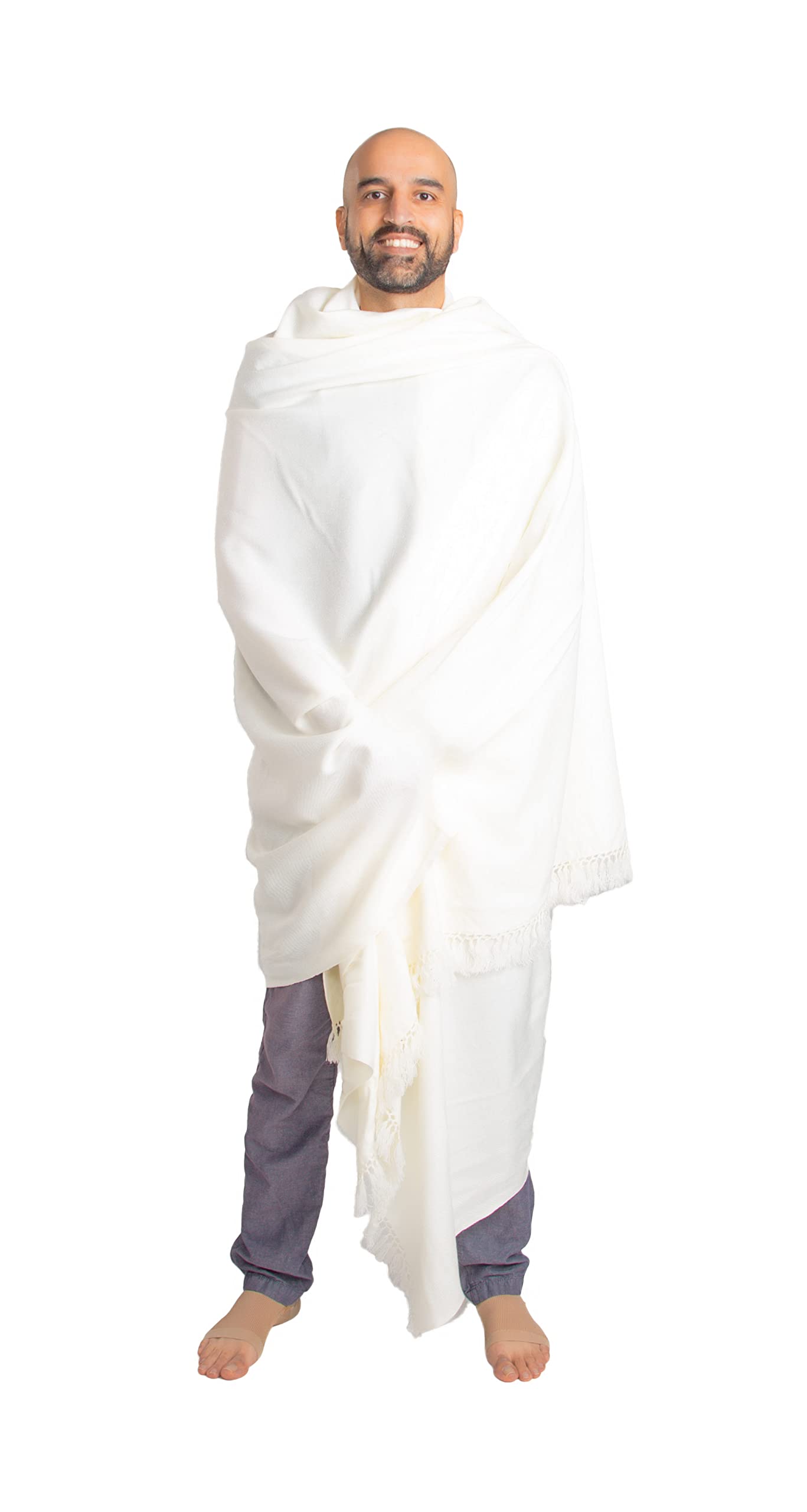 Om Shanti Crafts Meditation Shawl or Meditation Blanket, Shawl/Wrap, Oversize Scarf/Stole. Large. Unisex. (White)