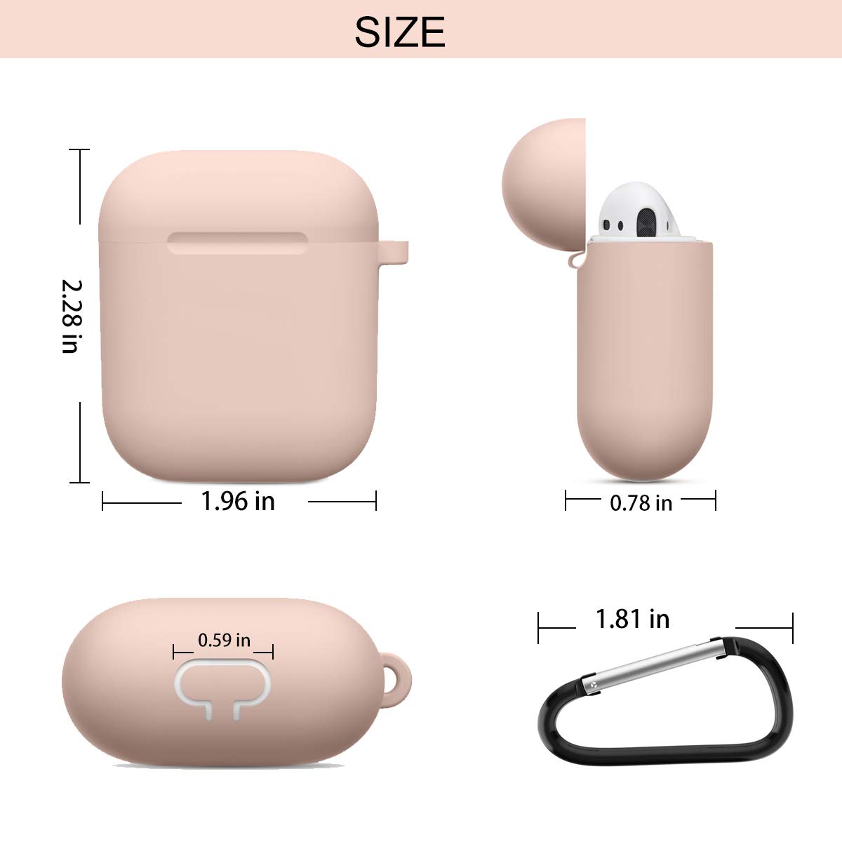 Compatible with AirPods Case Cover Silicone Protective Skin for Airpods Case 2&1 (2 Pack) Black/Sand Pink