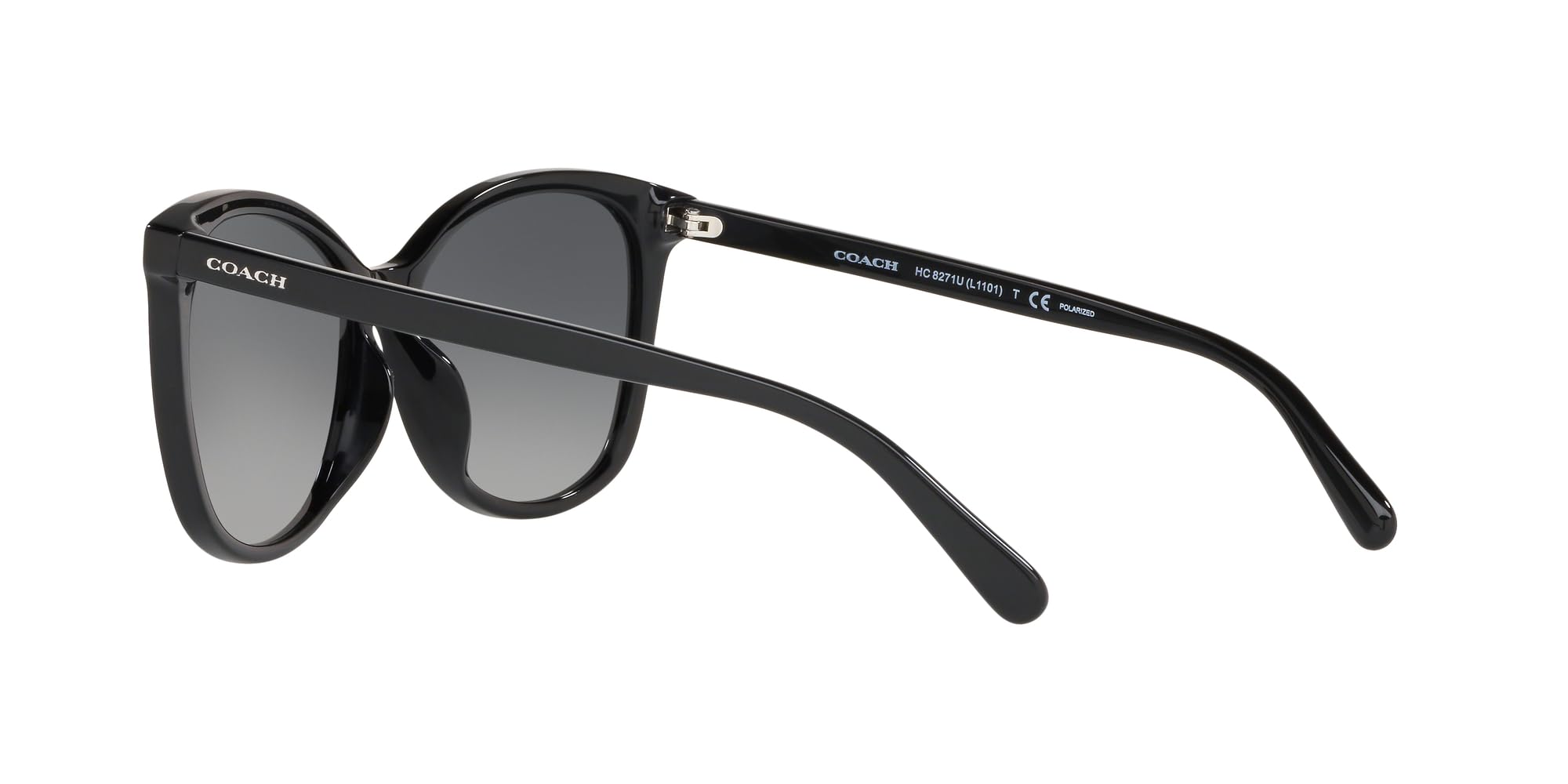 Coach HC8271U Universal Fit Sunglasses, Black/Dark Grey Gradient Polarized, 57 mm