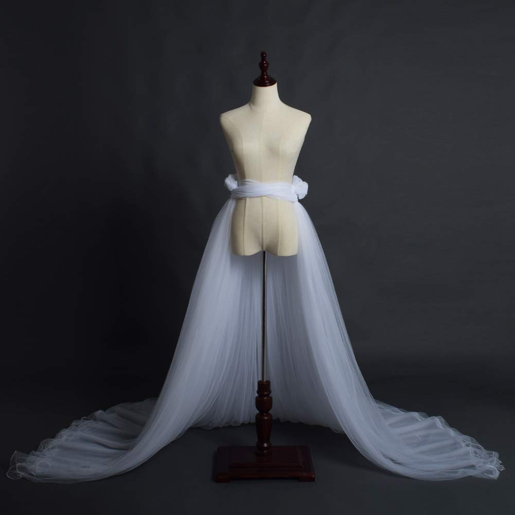 Detachable Train 5-Layer Tulle Overlay Train Detachable Wedding Train Only Length 63" Free Size White