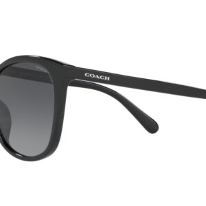 Coach HC8271U Universal Fit Sunglasses, Black/Dark Grey Gradient Polarized, 57 mm