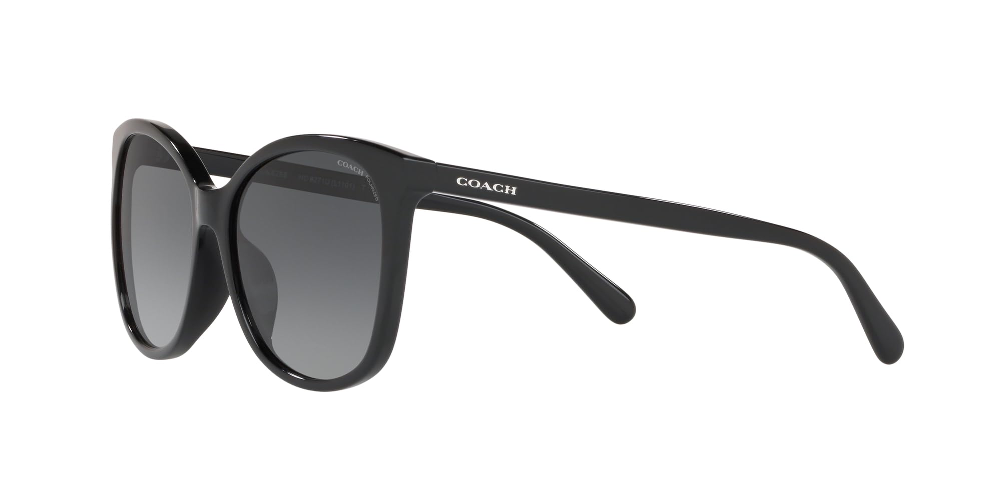 Coach HC8271U Universal Fit Sunglasses, Black/Dark Grey Gradient Polarized, 57 mm