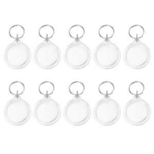 supvox 100pcs acrylic keychain acrylic photo keychain circular photo keychain blank keyring transparent photo frame keyring