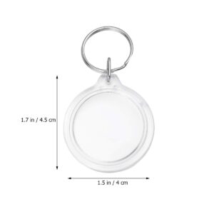 SUPVOX 100pcs Acrylic Keychain Acrylic Photo Keychain Circular Photo Keychain Blank Keyring Transparent Photo Frame Keyring