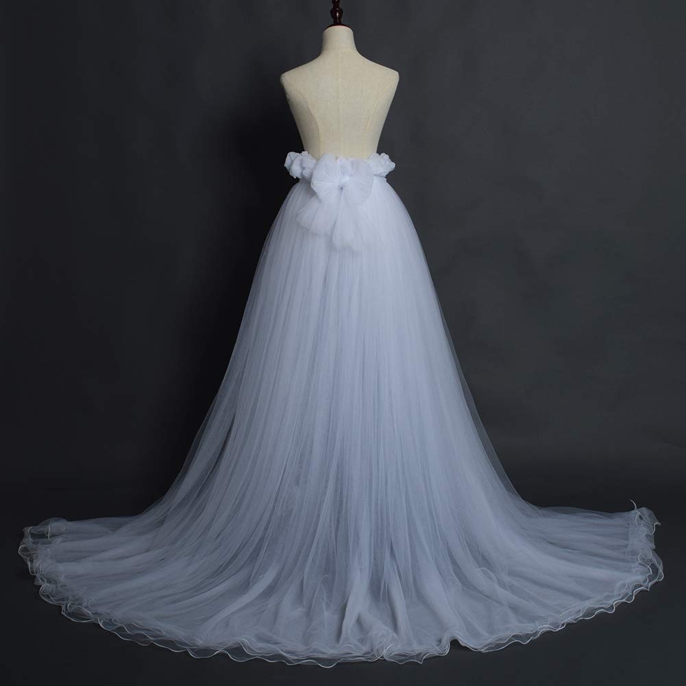 Detachable Train 5-Layer Tulle Overlay Train Detachable Wedding Train Only Length 63" Free Size White