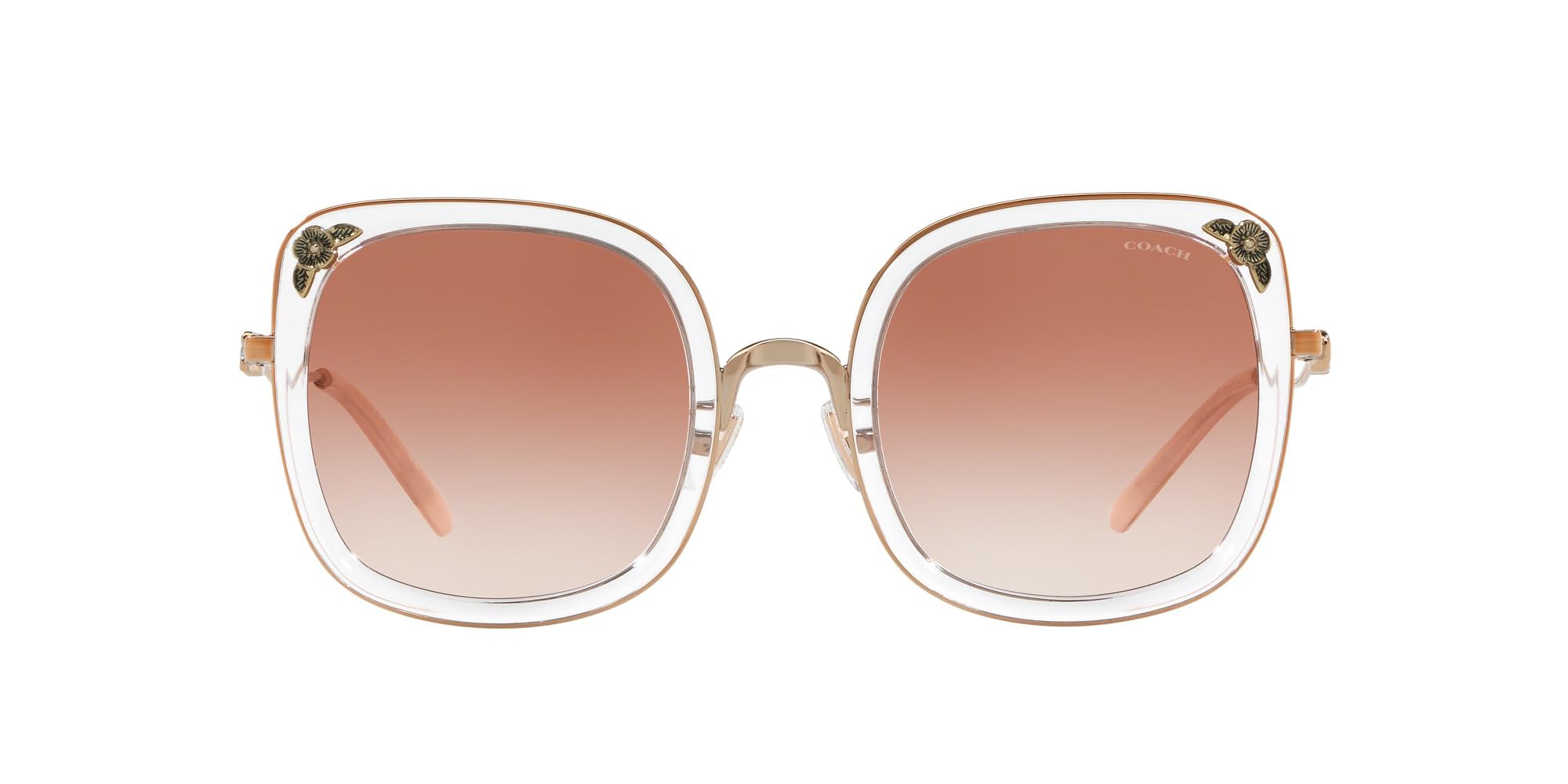 Coach HC7101B Sunglasses, Rose Gold/Transparent Pink/Pink Gradient, 53 mm