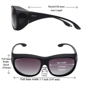 yodo Fit Over Glasses Sunglasses with Polarized Lenses for Men and Women,Black Frame/Gray Purple Lens