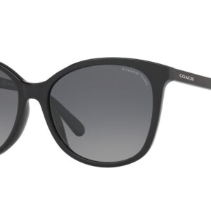 Coach HC8271U Universal Fit Sunglasses, Black/Dark Grey Gradient Polarized, 57 mm