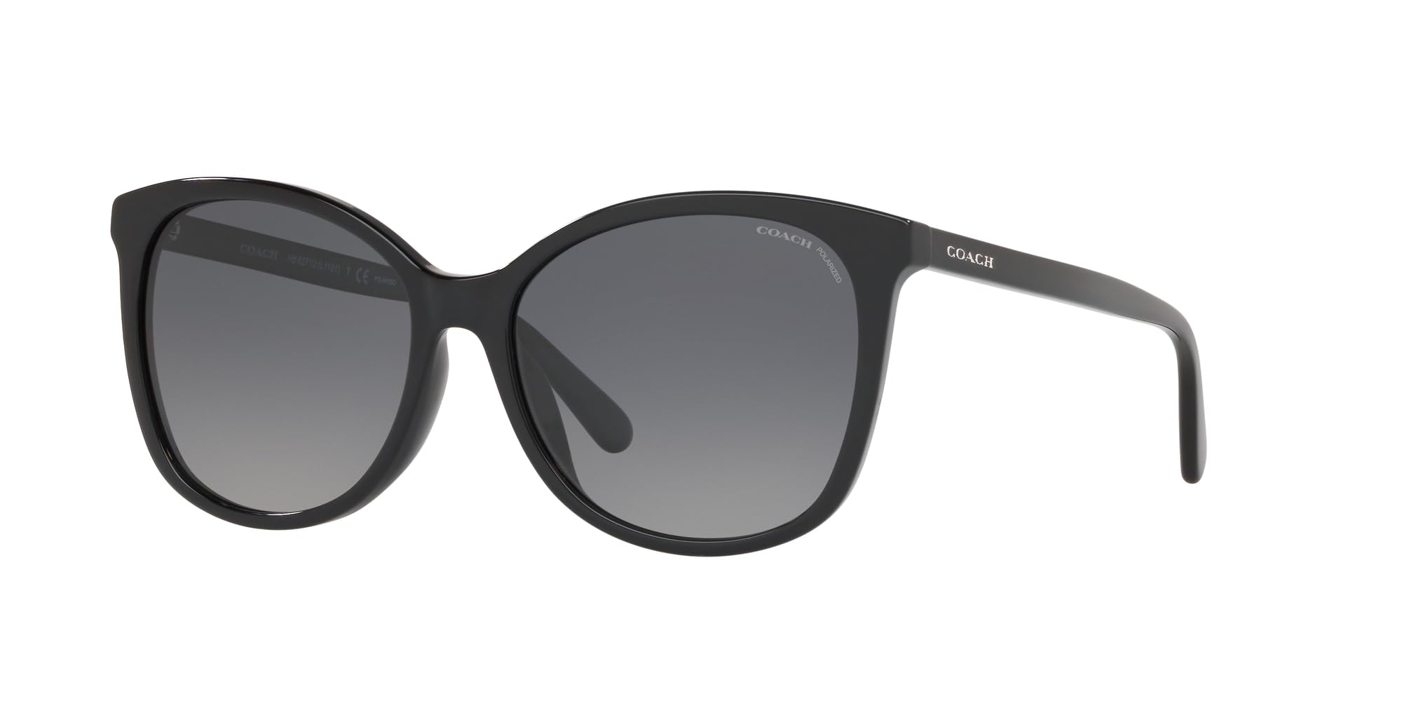 Coach HC8271U Universal Fit Sunglasses, Black/Dark Grey Gradient Polarized, 57 mm