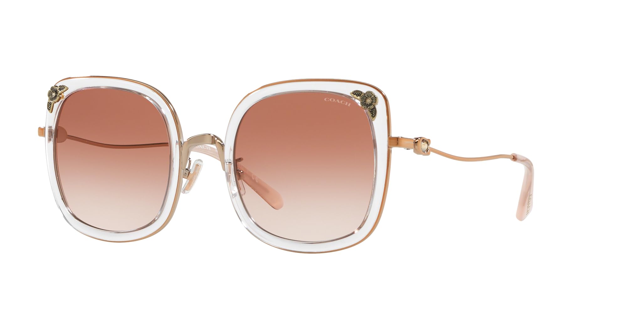 Coach HC7101B Sunglasses, Rose Gold/Transparent Pink/Pink Gradient, 53 mm