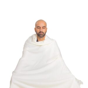 Om Shanti Crafts Meditation Shawl or Meditation Blanket, Shawl/Wrap, Oversize Scarf/Stole. Large. Unisex. (White)