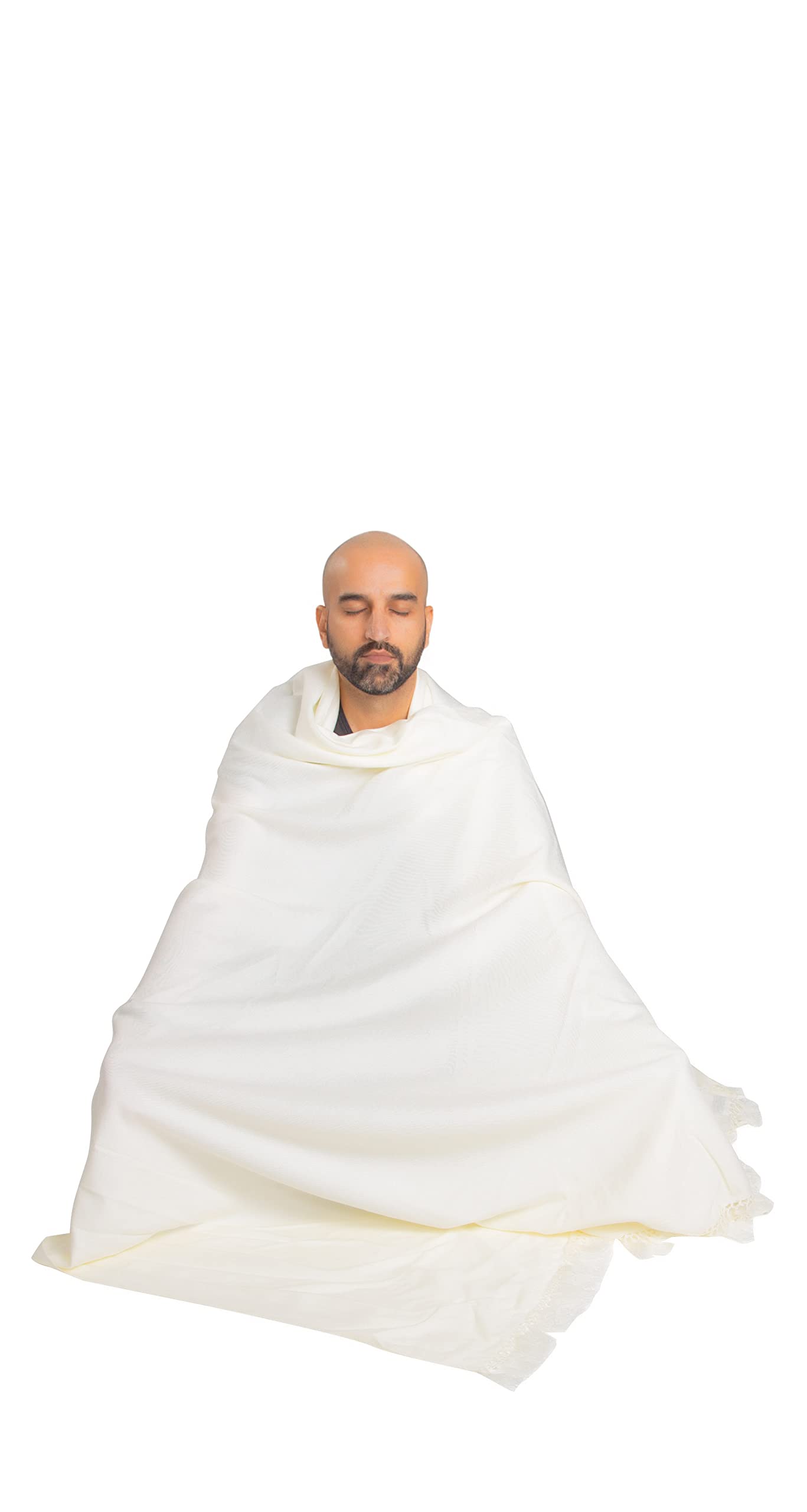 Om Shanti Crafts Meditation Shawl or Meditation Blanket, Shawl/Wrap, Oversize Scarf/Stole. Large. Unisex. (White)