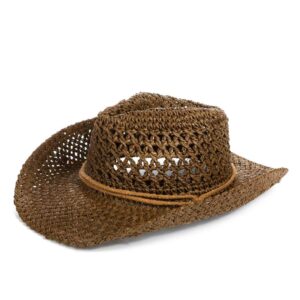 straw hat women men cowboy hat beach floppy sun hat brim summer sun hat fashion folding travel cap upf50 sun visor hat uv protection sunhat fisherman bush hat (brown)