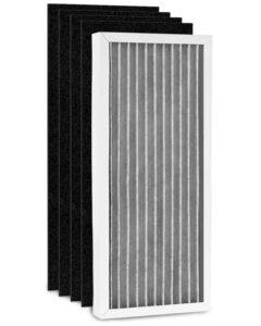 04383 filter replacement compatible with hamilton beach 04383, 04384, 04385 air purifier, 1 true hepa filter & 4 carbon filters, part# 990051000