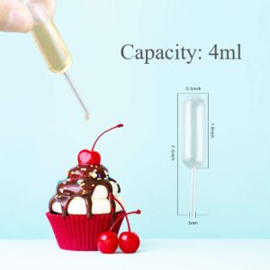 moveland 4ml Plastic Cupcake Pipettes Squeeze Syringes, 50 Pcs Disposable Liquid Injectors Squeeze Transfer Dropper for Strawberries Cupcakes Desserts