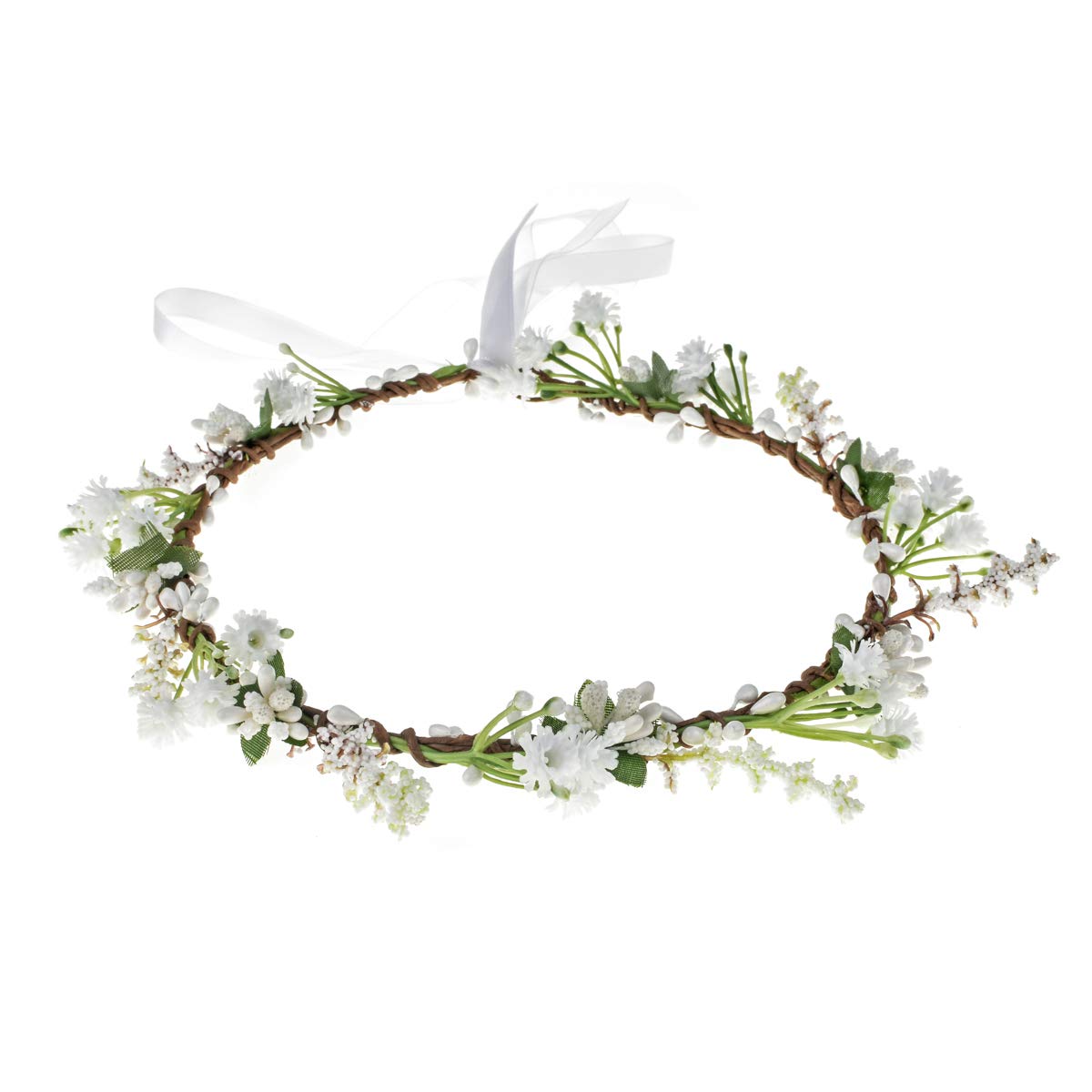 Vividsun Flower Crown Floral Headband Baby Breath Crown Flower Girl Headpiece