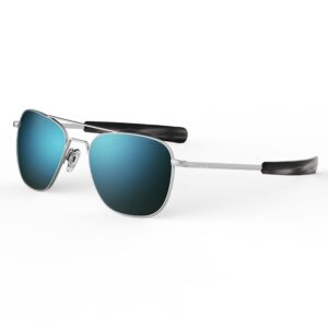 mens or womens aviator sunglasses, matte chrome finish, classic, polarized uv protection by randolph usa