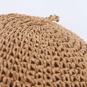 JH JOEJERRY Straw Beret Summer French Beret Hats for Women Artist Crochet Beret Khaki