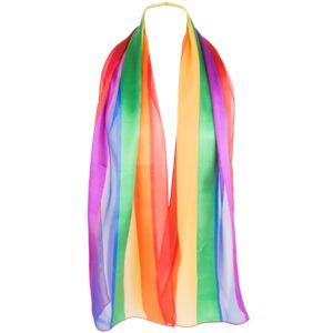 Hat To Socks Chiffon Satin Scarf with Rainbow Stripes